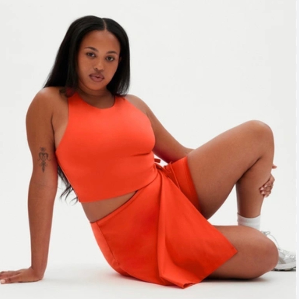 Girlfriend Collective Women’s Sports  Halter Tank Top in Burnt Orange ,4XL